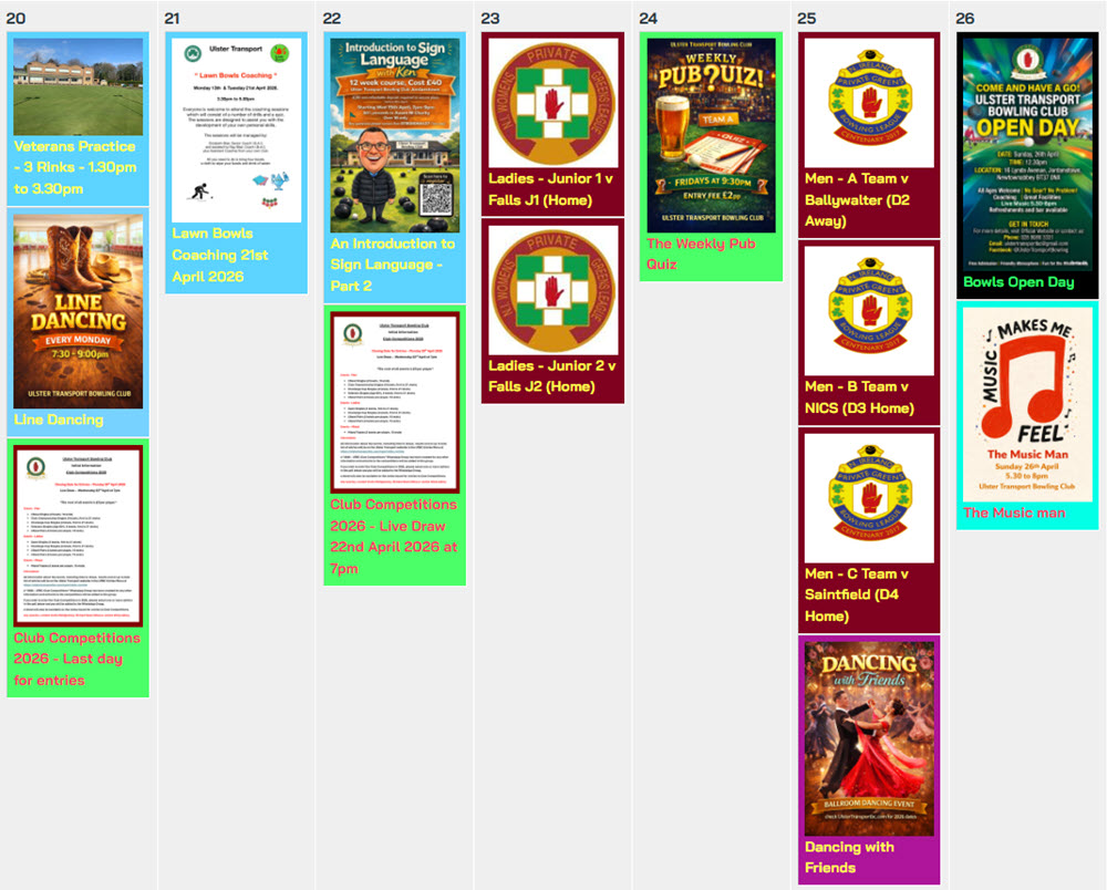 Upcoming Events for Monday 20th April 2026 to Sunday 26th April 2026